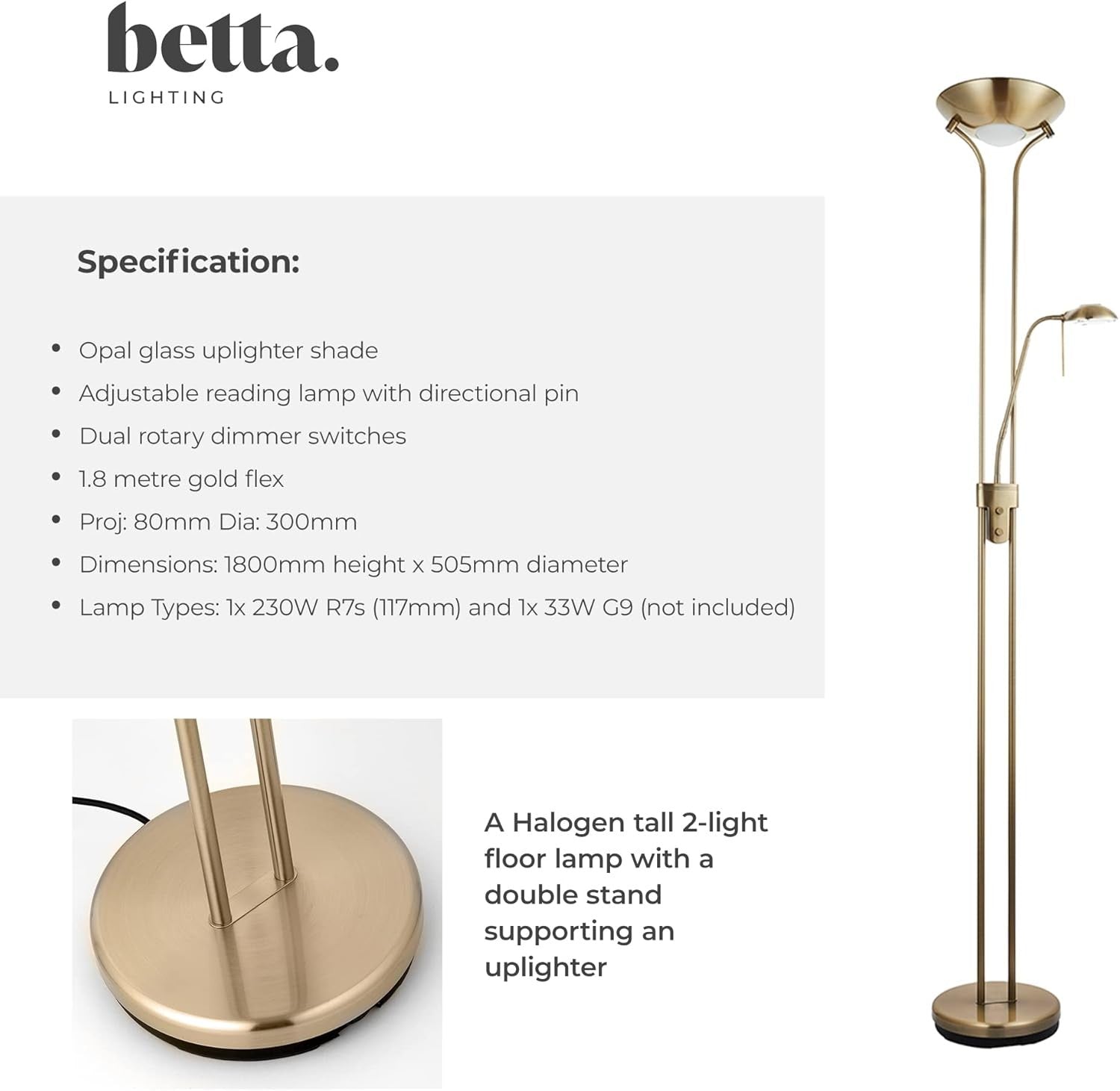 Mother Child Floor Lamp Antique Brass Uplighter Reading Light