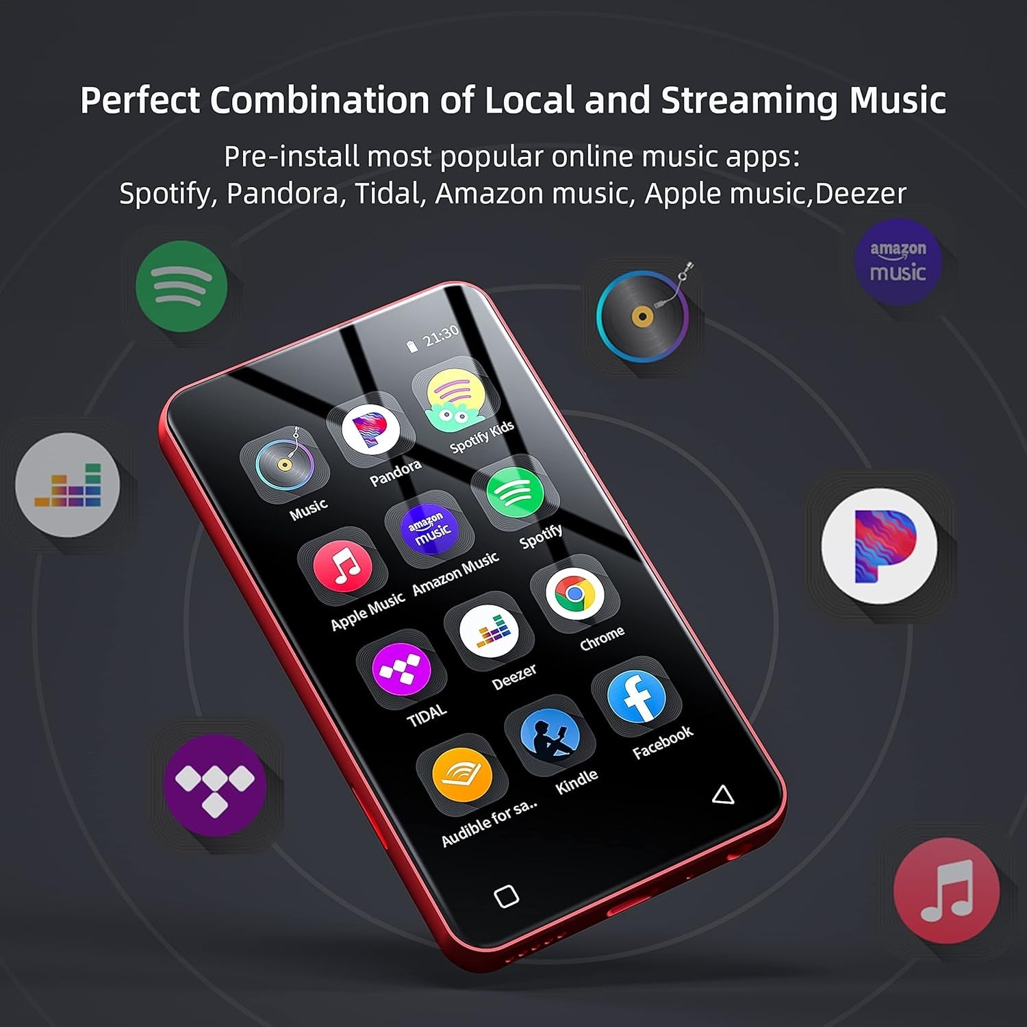 80GB MP3 Player Bluetooth WiFi 4" Touch Screen Spotify MP4