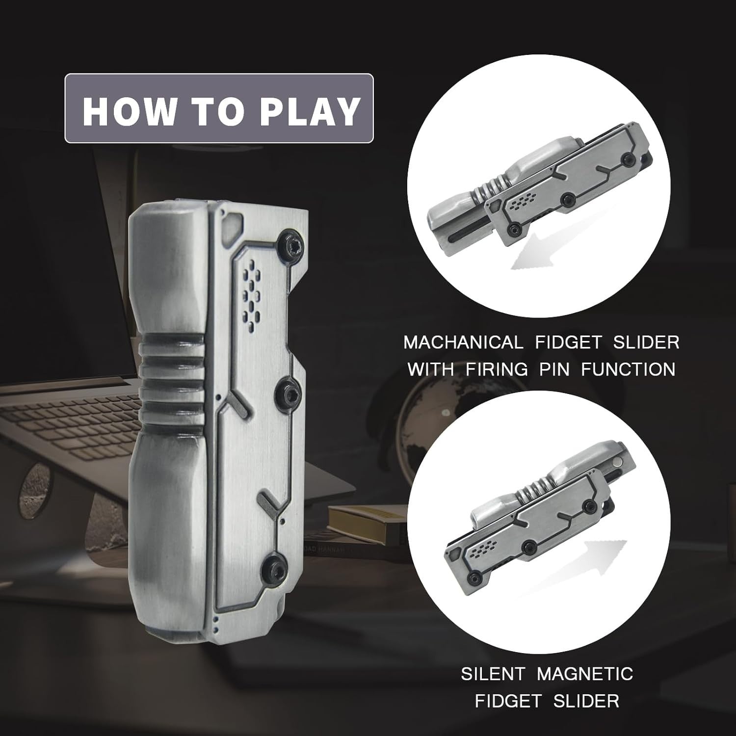 Silver Metal Fidget Slider EDC Stress Relief Clicker
