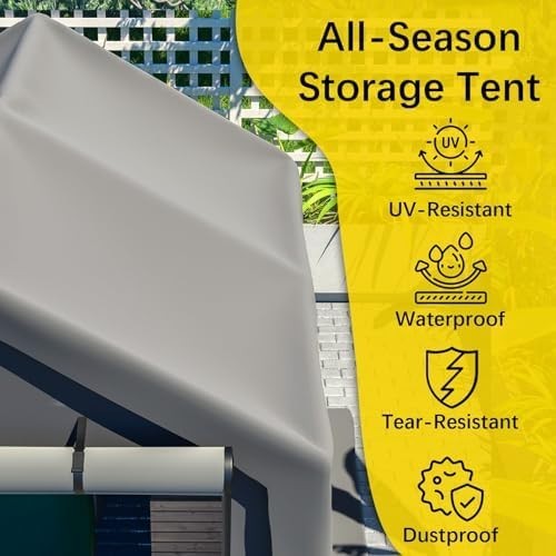 Outdoor Garden Storage Tent 8x8FT Waterproof Steel Frame Grey