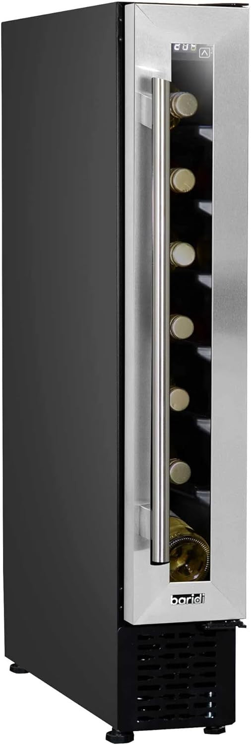 7 Bottle Slim Wine Cooler 15cm Fridge Touch Control LED Glass Door