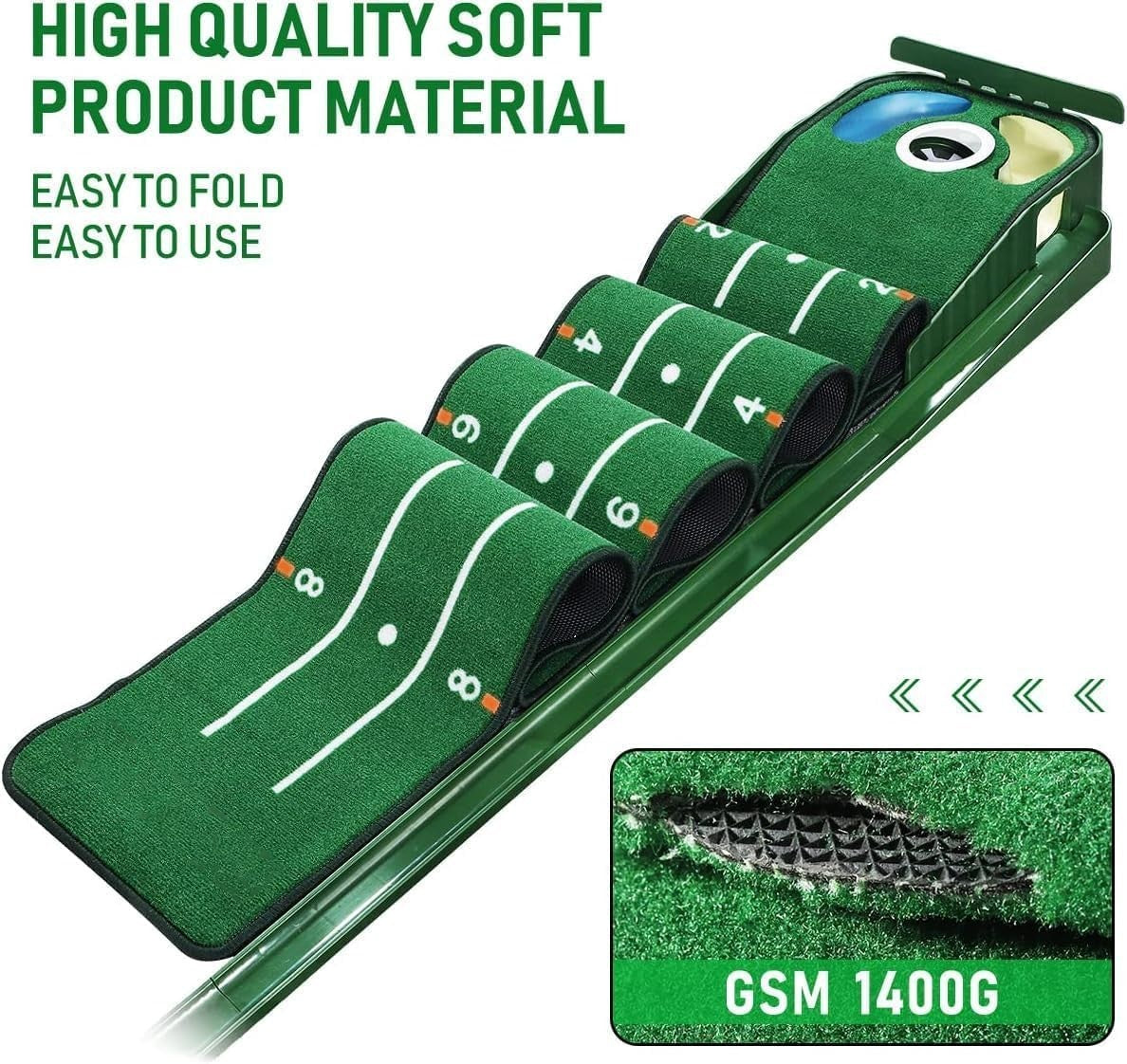 Golf Putting Mat Auto Ball Return Indoor Outdoor Practice Green Trainer