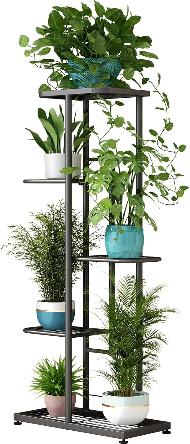 5 Tier Metal Plant Stand Indoor Outdoor Flower Pot Display Rack Dark Grey