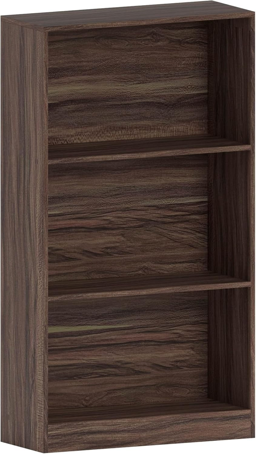 3 Tier Walnut Wooden Bookcase Modern Storage Display Shelf Living Room Medium