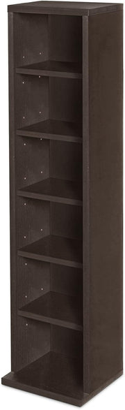 102 CD DVD Storage Tower Rack Adjustable Media Shelf Cabinet Brown