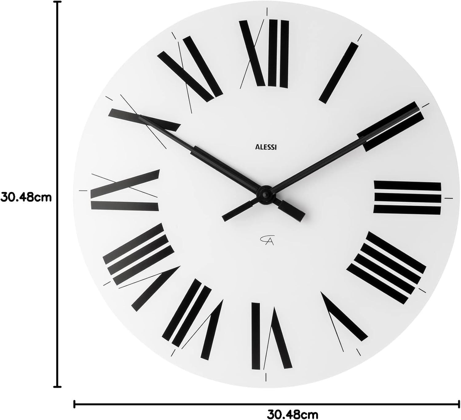 Silent Quartz Wall Clock 12" Modern White Black Roman Numerals Home