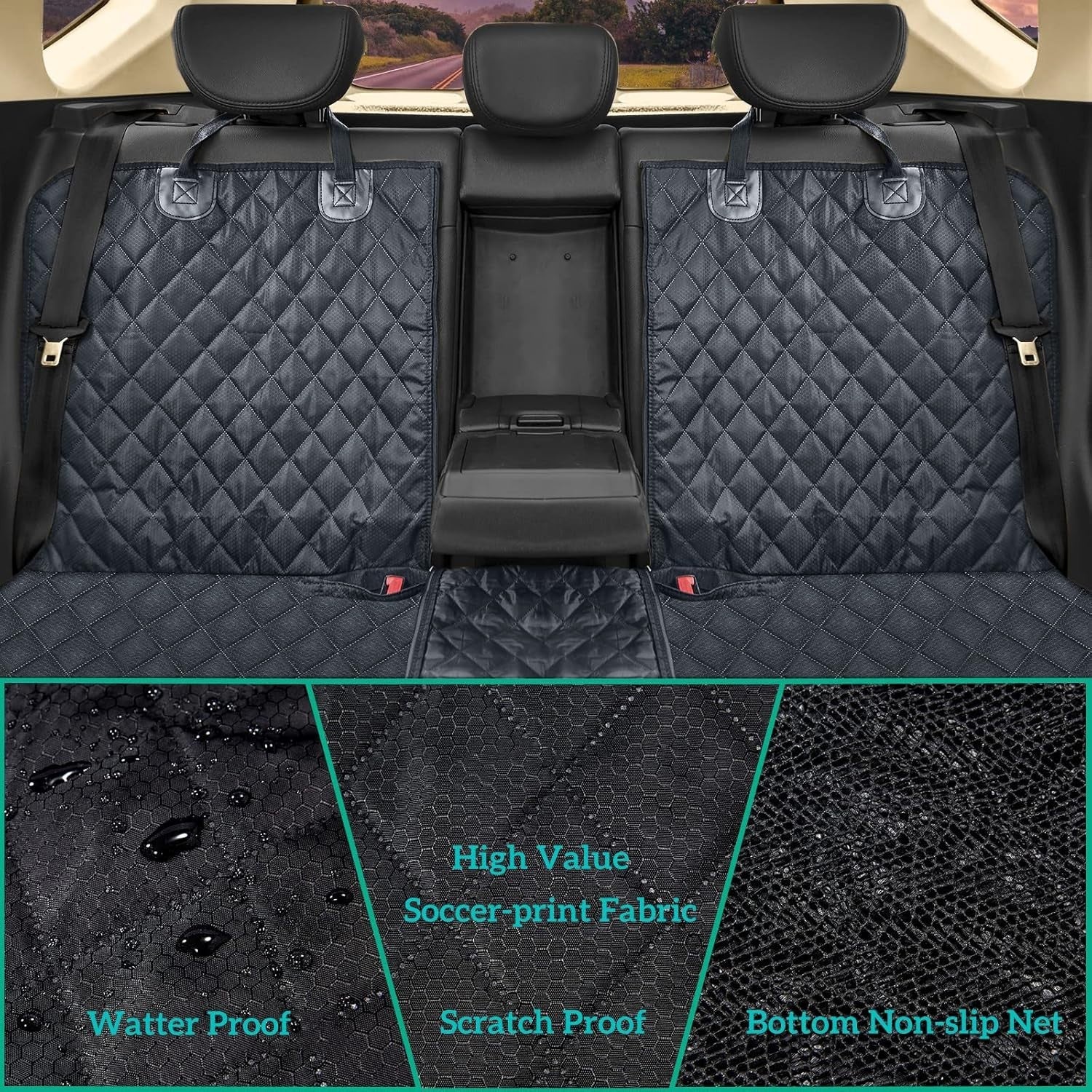 Waterproof Dog Car Seat Cover Rear Back Seat Protector Non Slip Mat