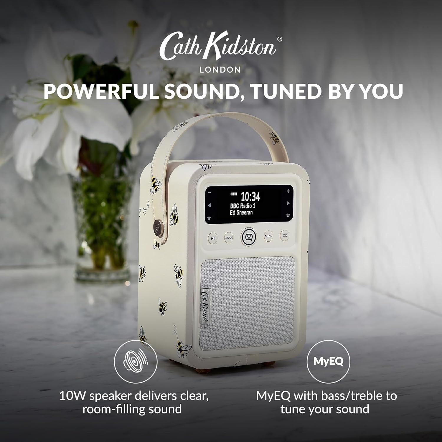 Portable DAB+/FM Radio Alarm Clock with Bluetooth & USB Charging