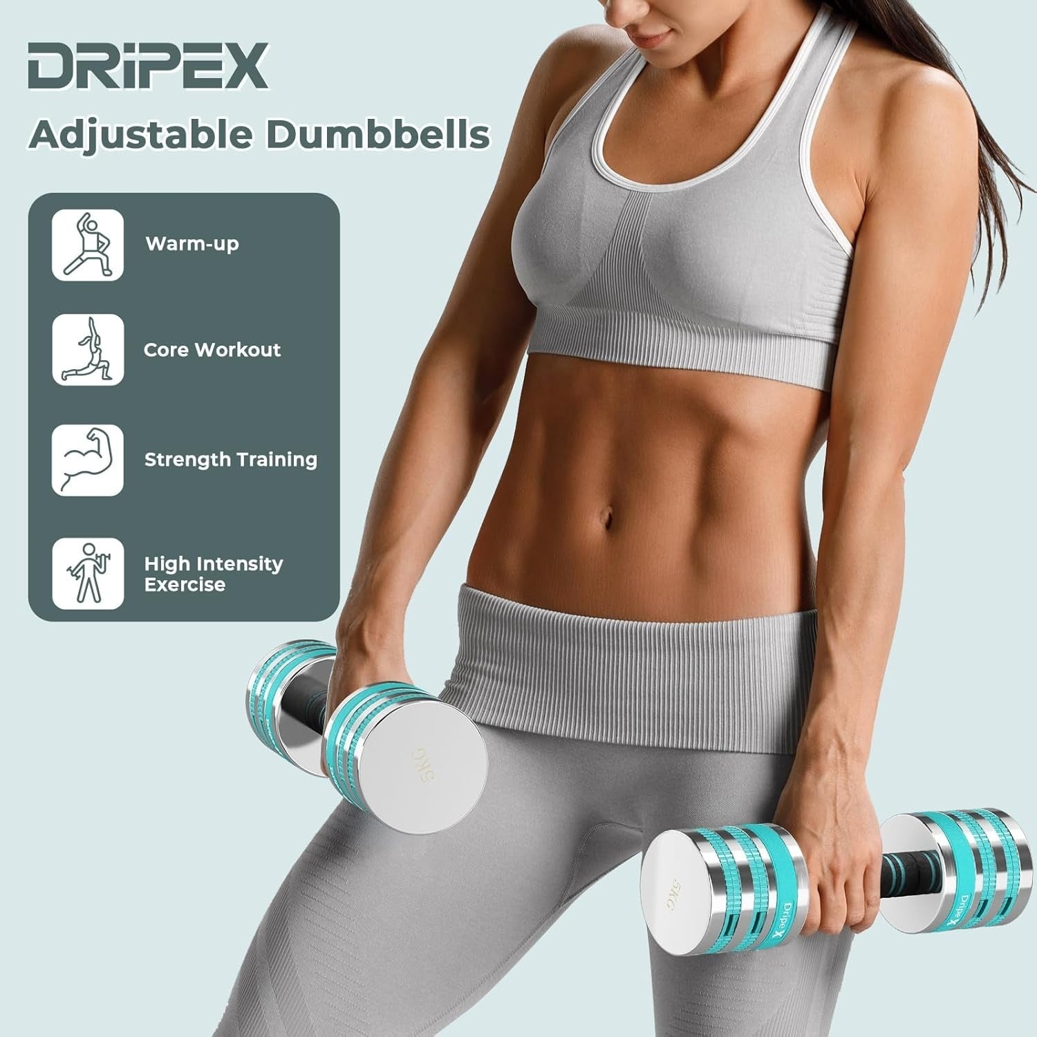 Adjustable Dumbbells Pair 5KG Compact Non-Slip Space-Saving Home Gym