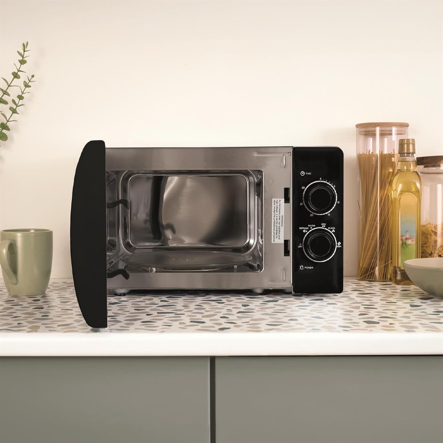3pc Black Kitchen Set 20L Microwave 1.7L Kettle Toaster