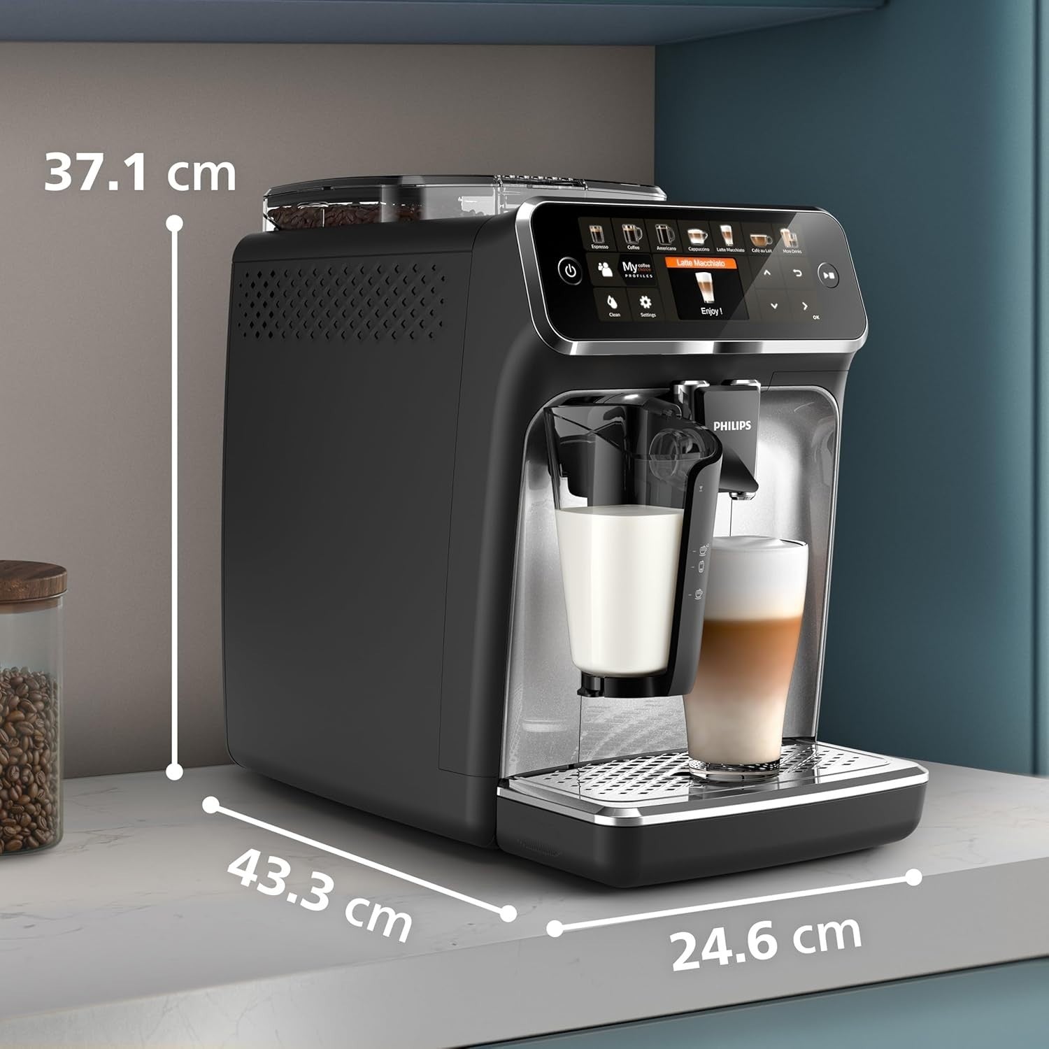 Automatic Bean to Cup Coffee Machine | 12 Drink Options | LatteGo Milk Frother