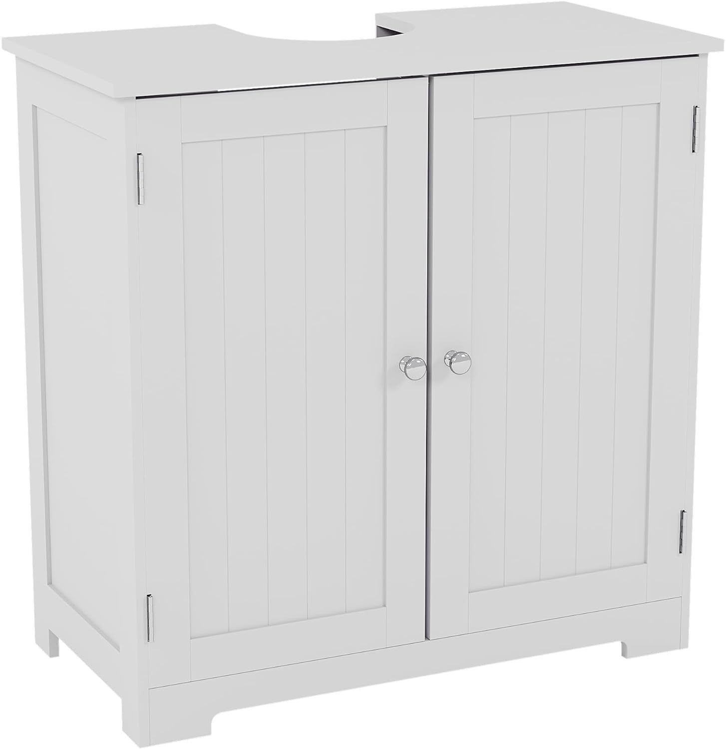 White Under Sink Bathroom Cabinet with 2 Doors & Space-Saving Shelf 60x30x60cm