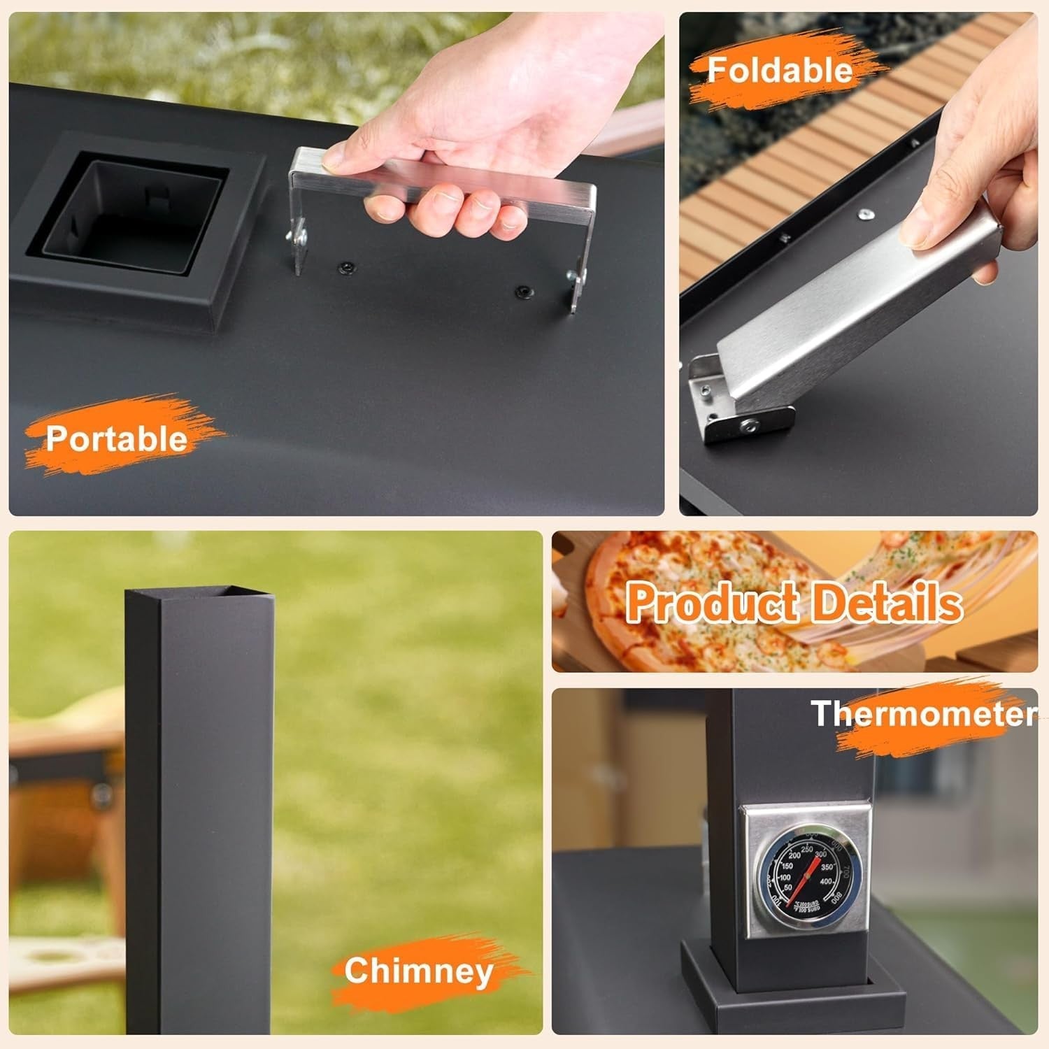 12" Outdoor Wood Fired Pizza Oven | Portable Pellet BBQ Grill w/ Peel & Cover