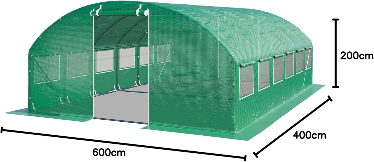 Large Polytunnel Greenhouse 4x6m UV Resistant PE Cover with Windows