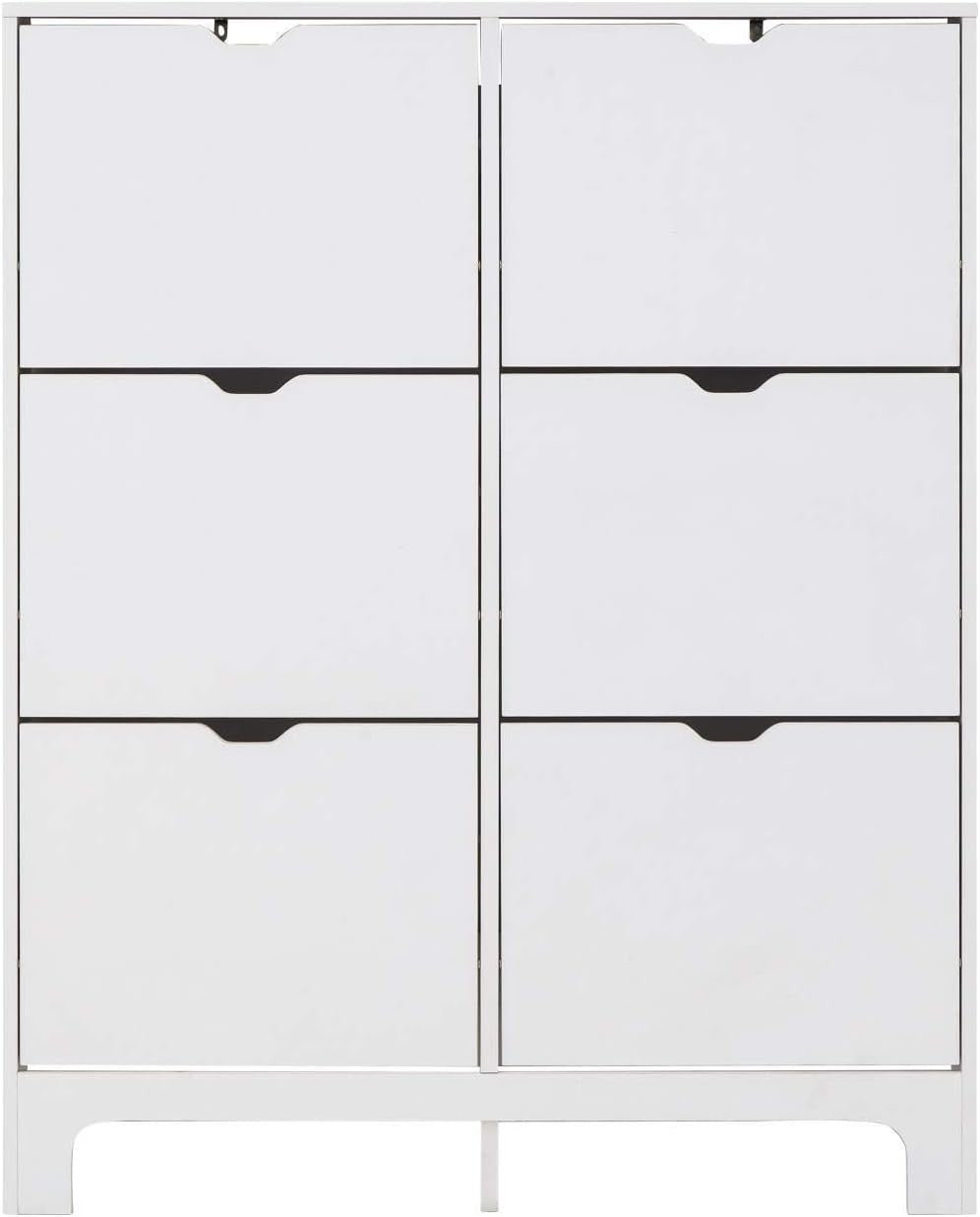 Slim Shoe Cabinet High Gloss 6 Drawer White Storage Unit for Hallway 126cm