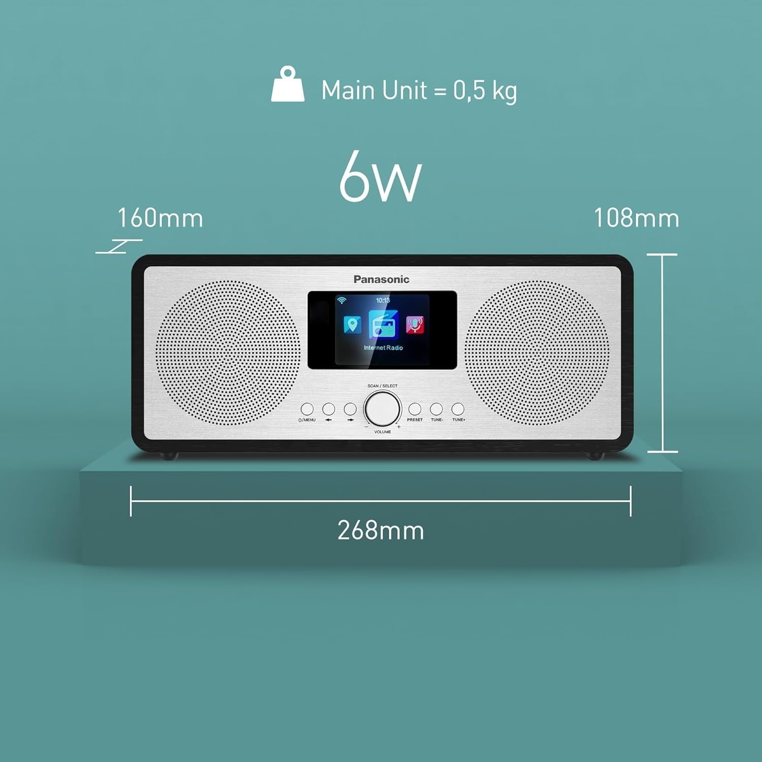 Internet DAB+/FM Radio with Bluetooth, USB Charging & Alarm