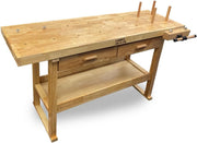 Heavy Duty Hardwood Workbench 152cm Table 7" Vice Drawers Clamp Shelf Beech