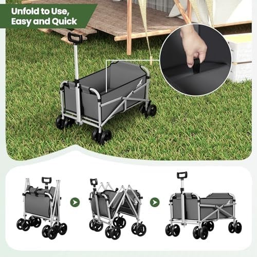 Folding Garden Trolley Wagon 80kg Heavy Duty Cart Camping Picnic Wheels