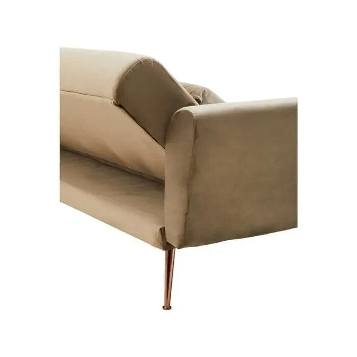 Mink Velvet Sofa Bed 3-Seater with Rose Gold Legs – Modern Recliner Lounge