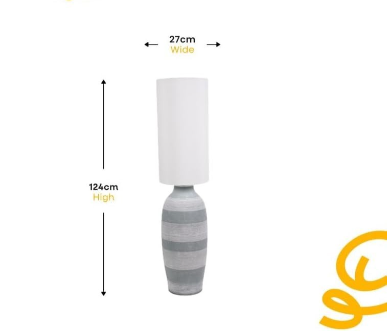 Ceramic Floor Lamp with Fabric Shade, Tall & Stylish, 150cm, E27 Bulb