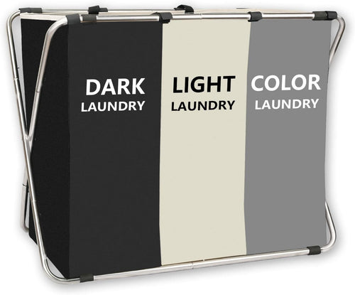 160L 3-Bag Laundry Sorter with Frame Dark Light Colour Clothes Hamper Organiser