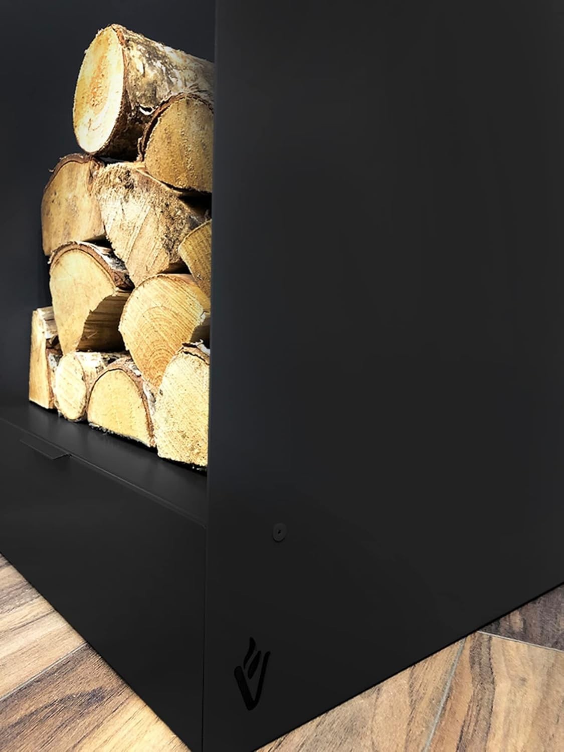Firewood Log Holder with Drawer – Tall Steel Basket for Indoor Storage