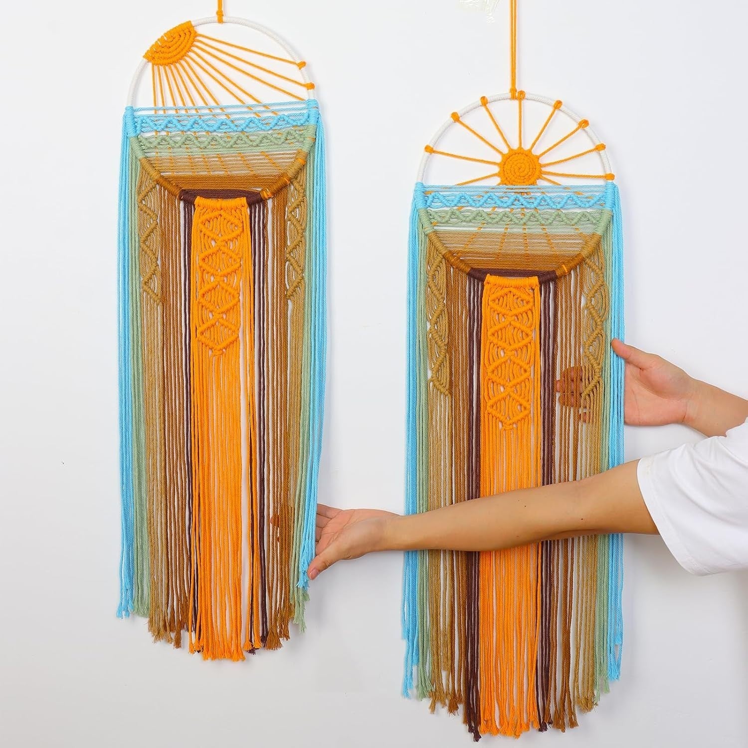 Sunset Macrame Wall Hanging Boho Tapestry 29.5x9.9in