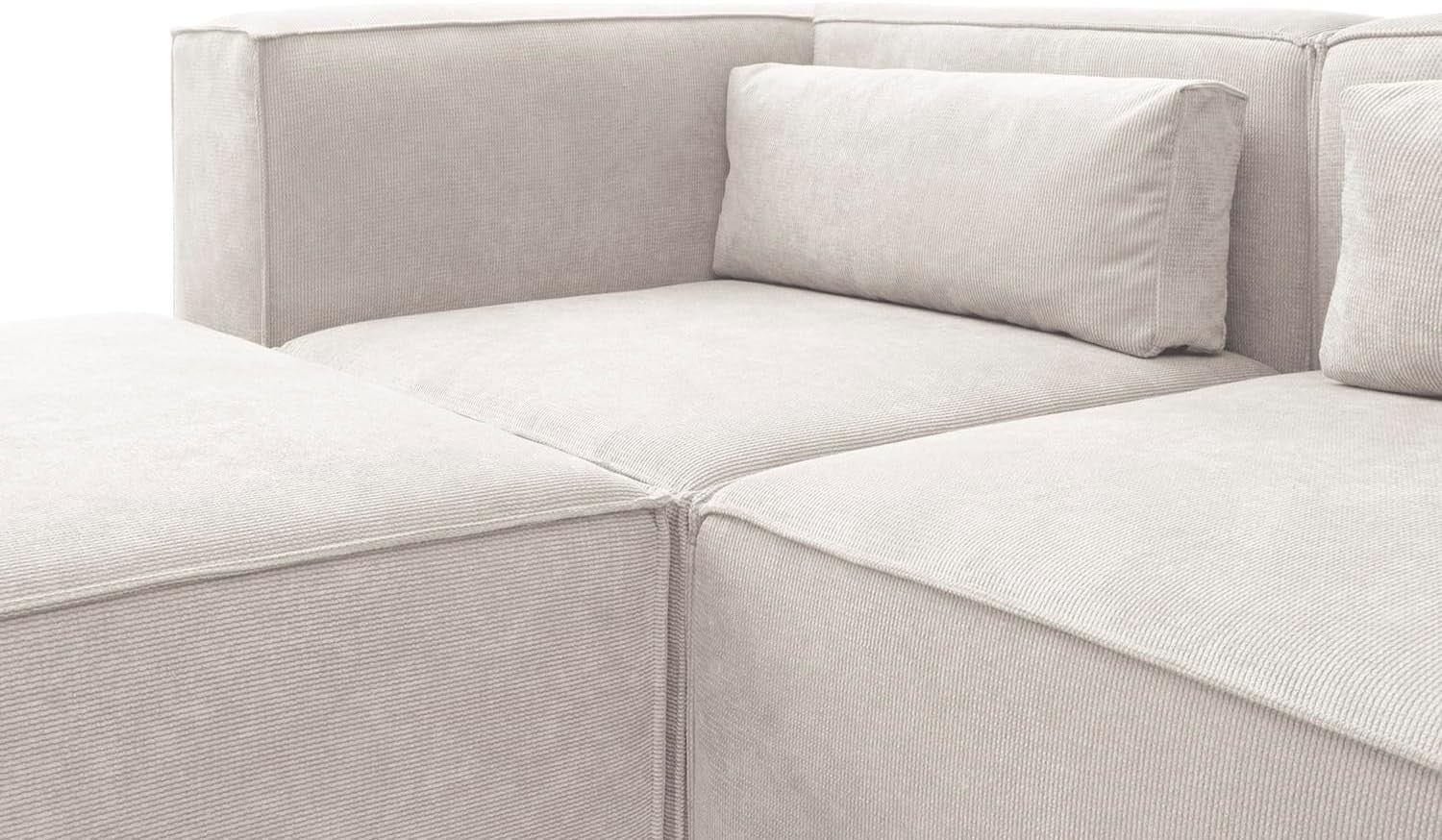 4 Seater White Cord Chenille Modular Sofa | Modern, Soft, Space-Saving Design