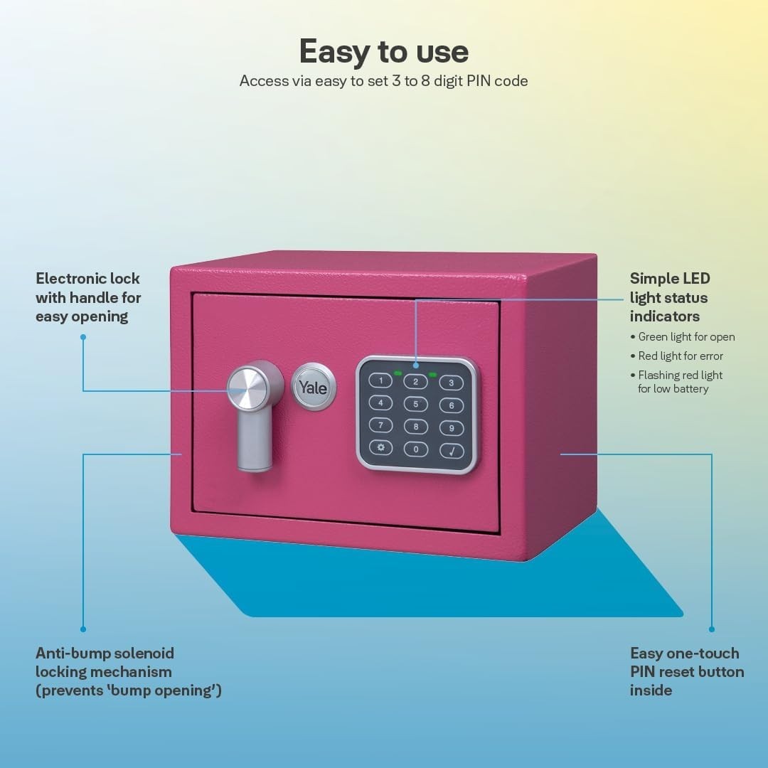 Mini Digital Safe Box Pink Electronic Keypad Cash Jewellery Lock
