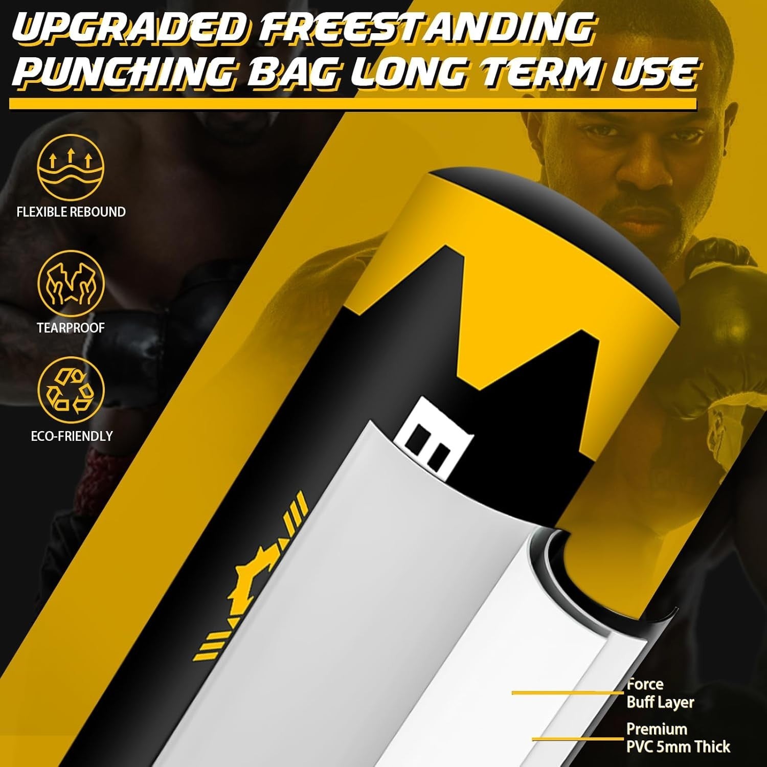 180cm Self Inflating Punch Bag Built In Pump MMA Boxing Set