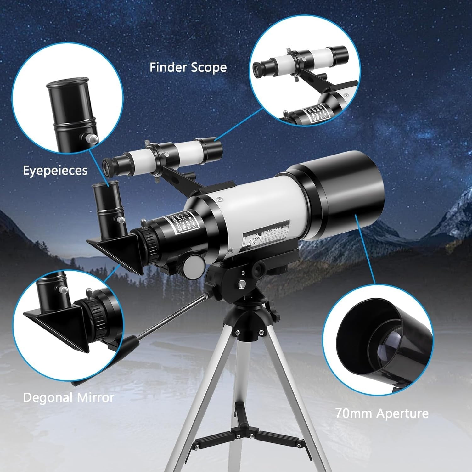 Telescope for Kids & Adults 150X with Phone Adapter & Adjustable Tripod