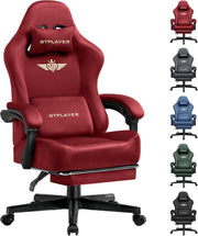 Fabric Gaming Chair Ergonomic Office Seat w/ Footrest Lumbar Support