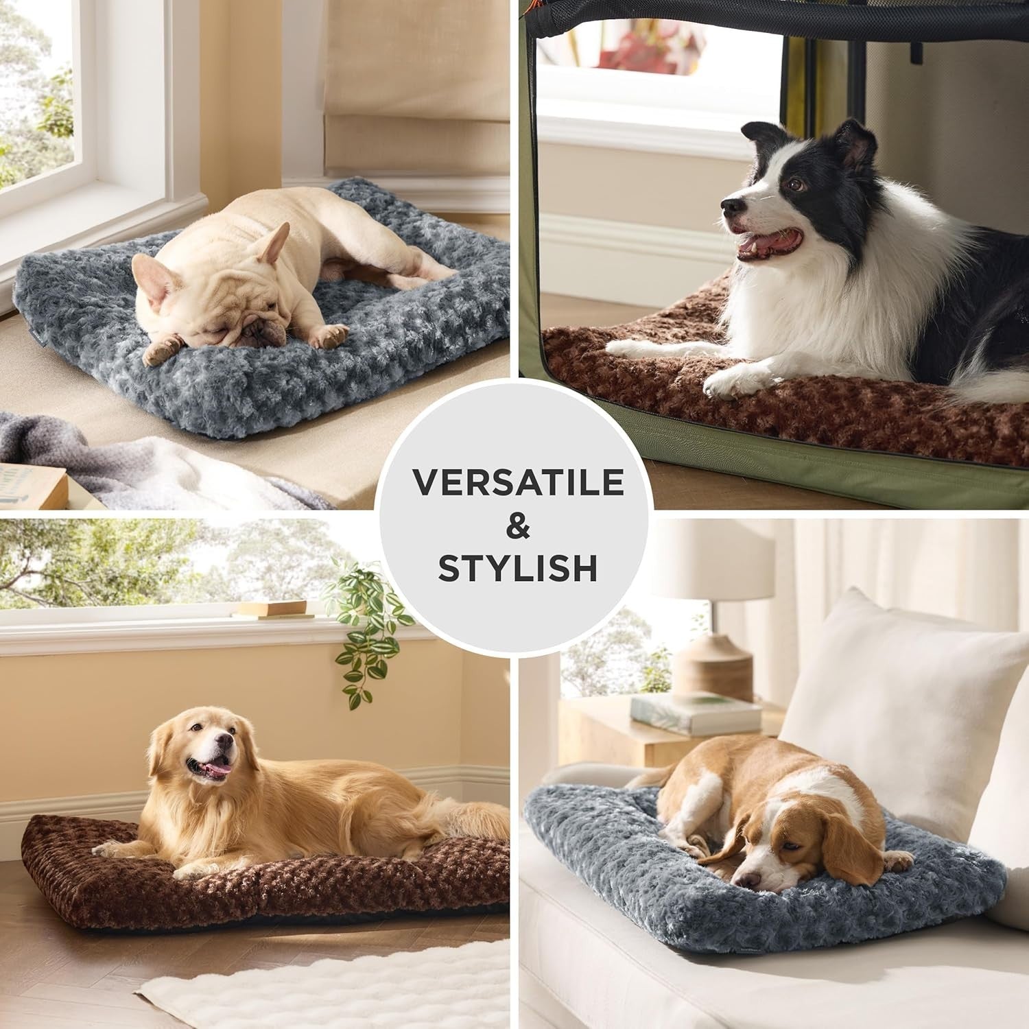 XL Dog Crate Mattress 119x74x9cm Washable Plush Non Slip Grey