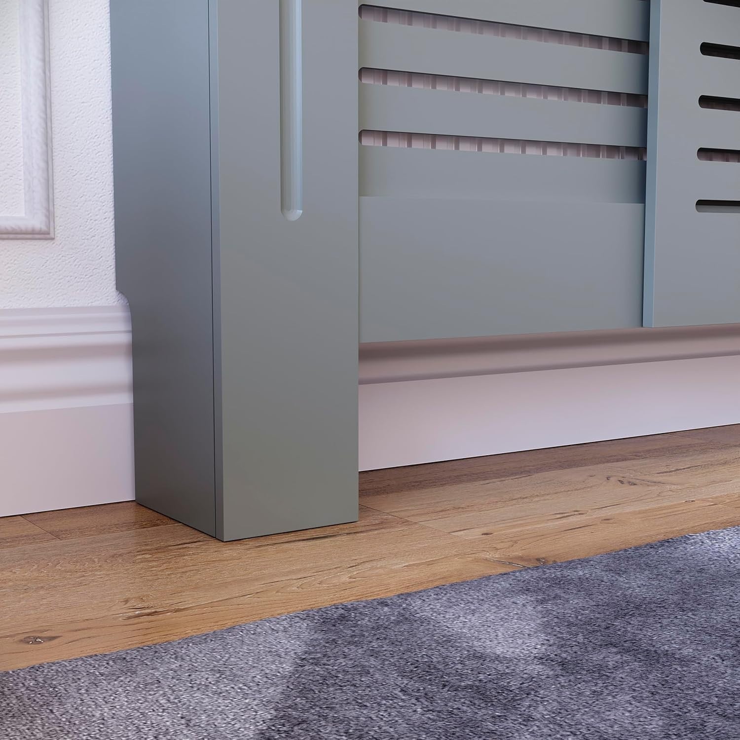 Adjustable Olive Grey Radiator Cover MDF Cabinet 195x80x16cm Modern Design