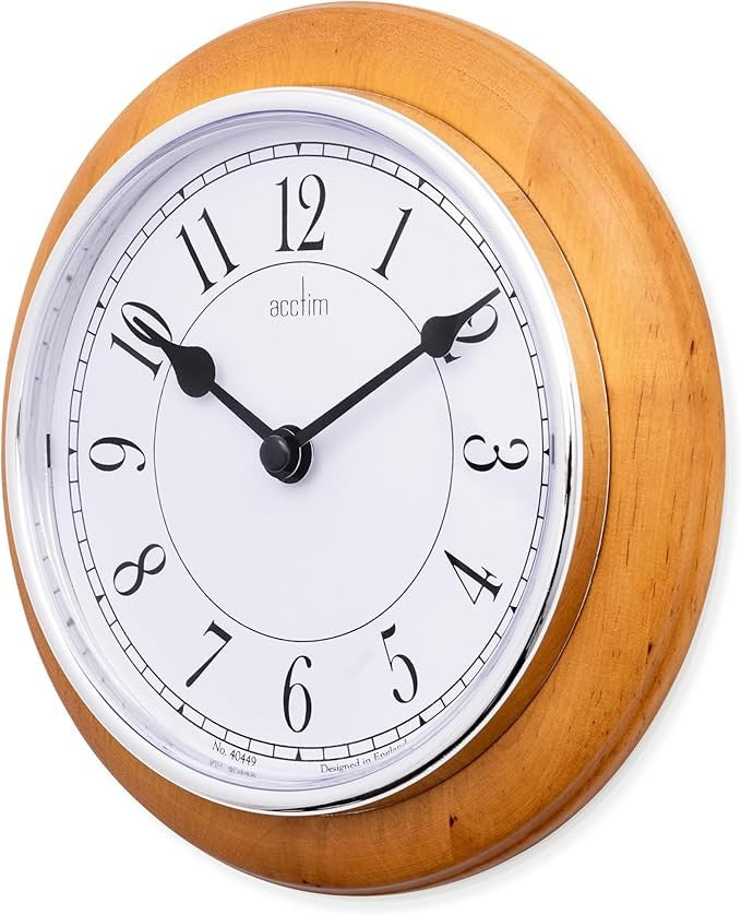 Light Wood Wall Clock 20cm Silent Quartz Modern Round Easy-Read Home Decor