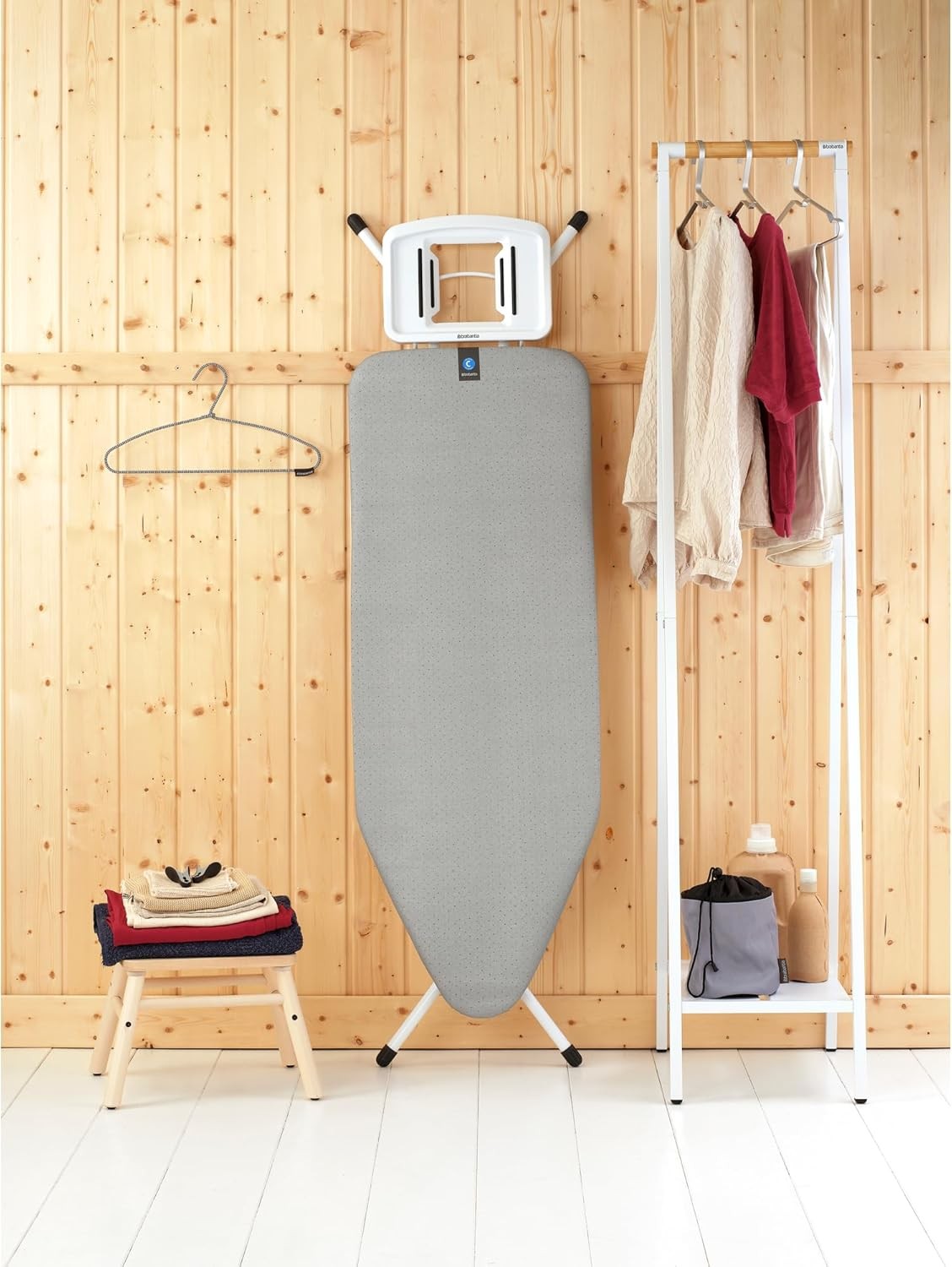 Extra Large Adjustable Ironing Board 124x45cm Steam Rest Grey Metallic