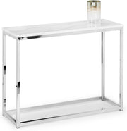 Elegant White Marble Console Table with Chrome Frame - Sleek & Durable