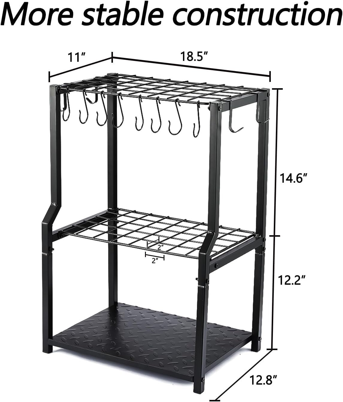 Free-Standing Yard Tool Rack 32.5x47.8x70cm Heavy-Duty Garage Storage Organizer