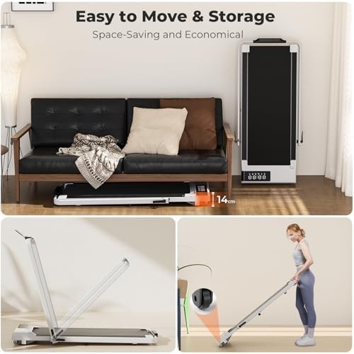Foldable Home Treadmill 12KPH Walking Running Machine with App
