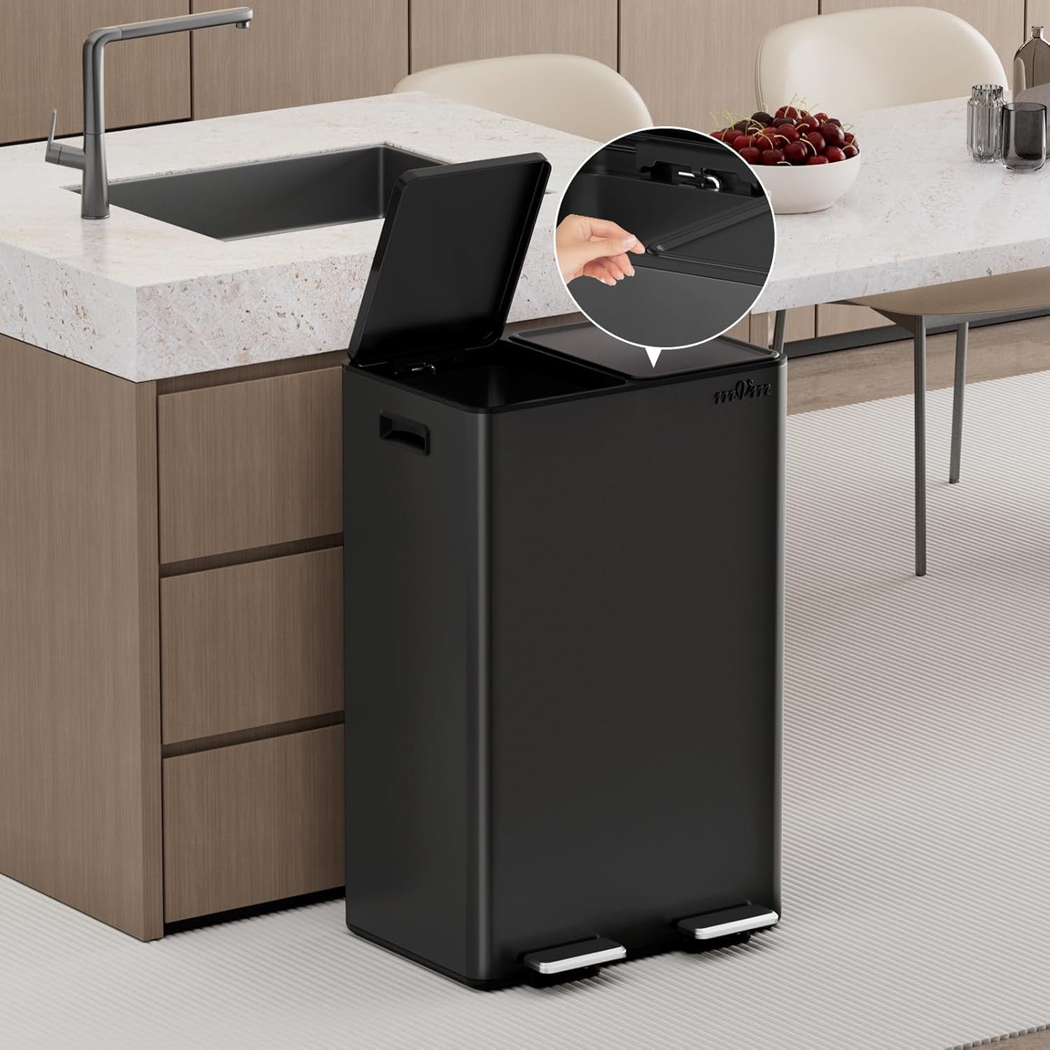60L Dual Kitchen Recycling Bin 2x30L Pedal