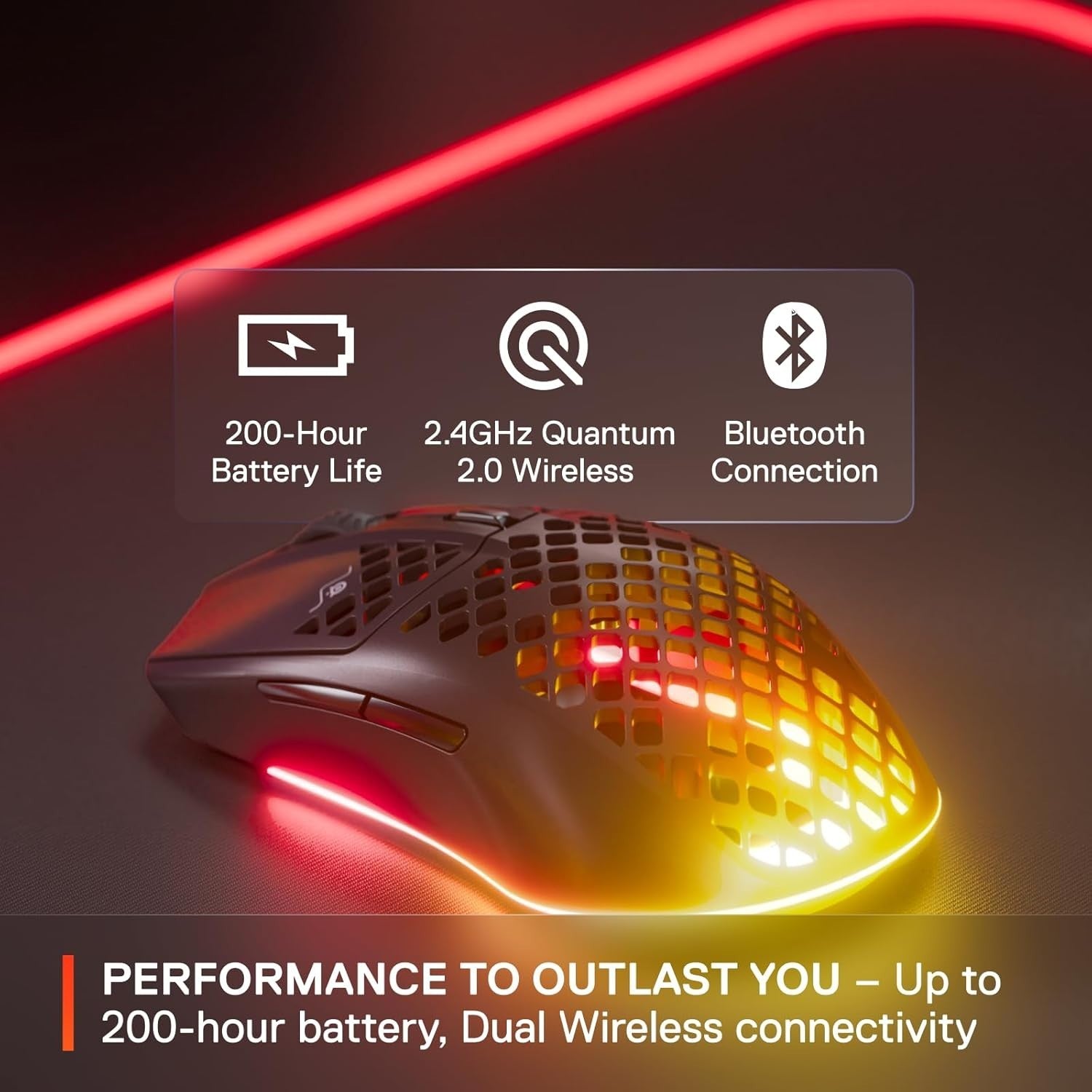 Wireless Gaming Mouse Ultra Lightweight RGB 18000 DPI Bluetooth 2.4G PC