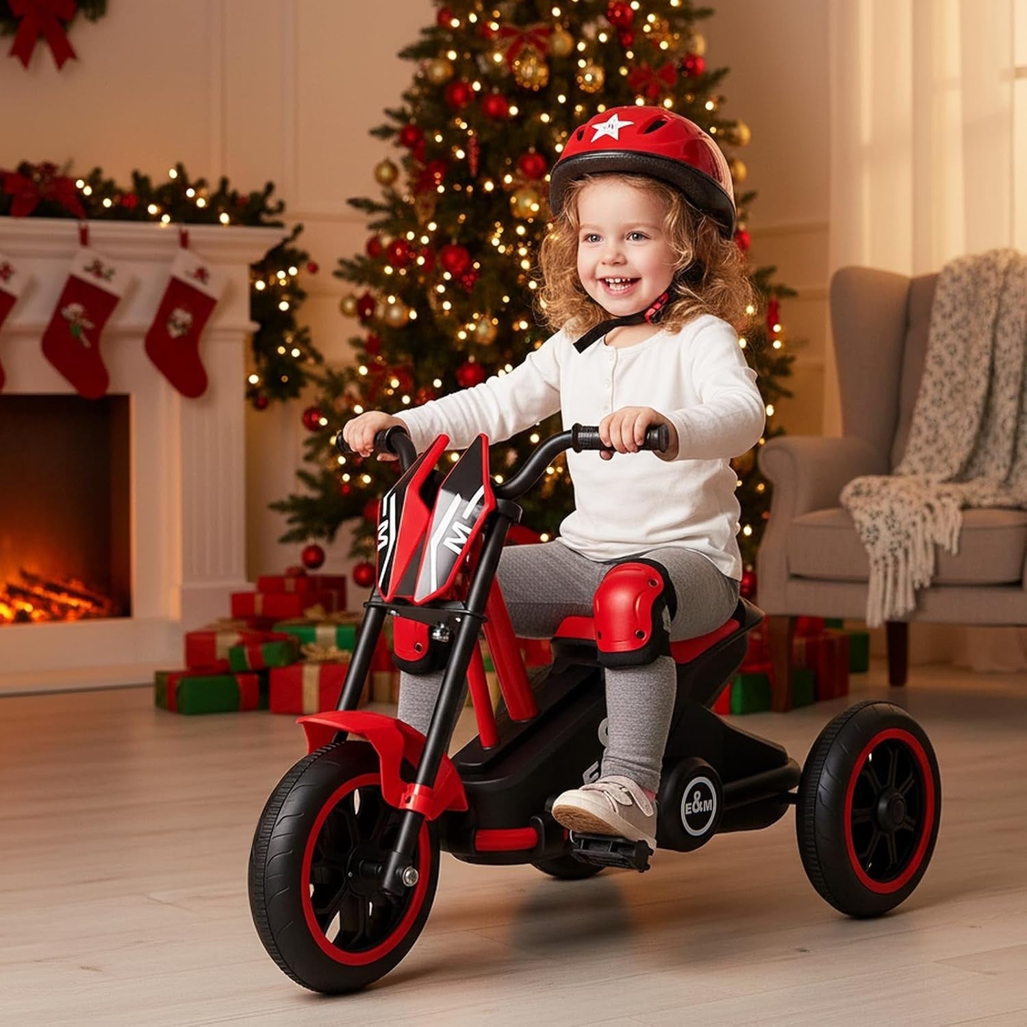 Kids Tricycle 3 Wheel Balance Bike Anti Slip Pedals Red Age 3+