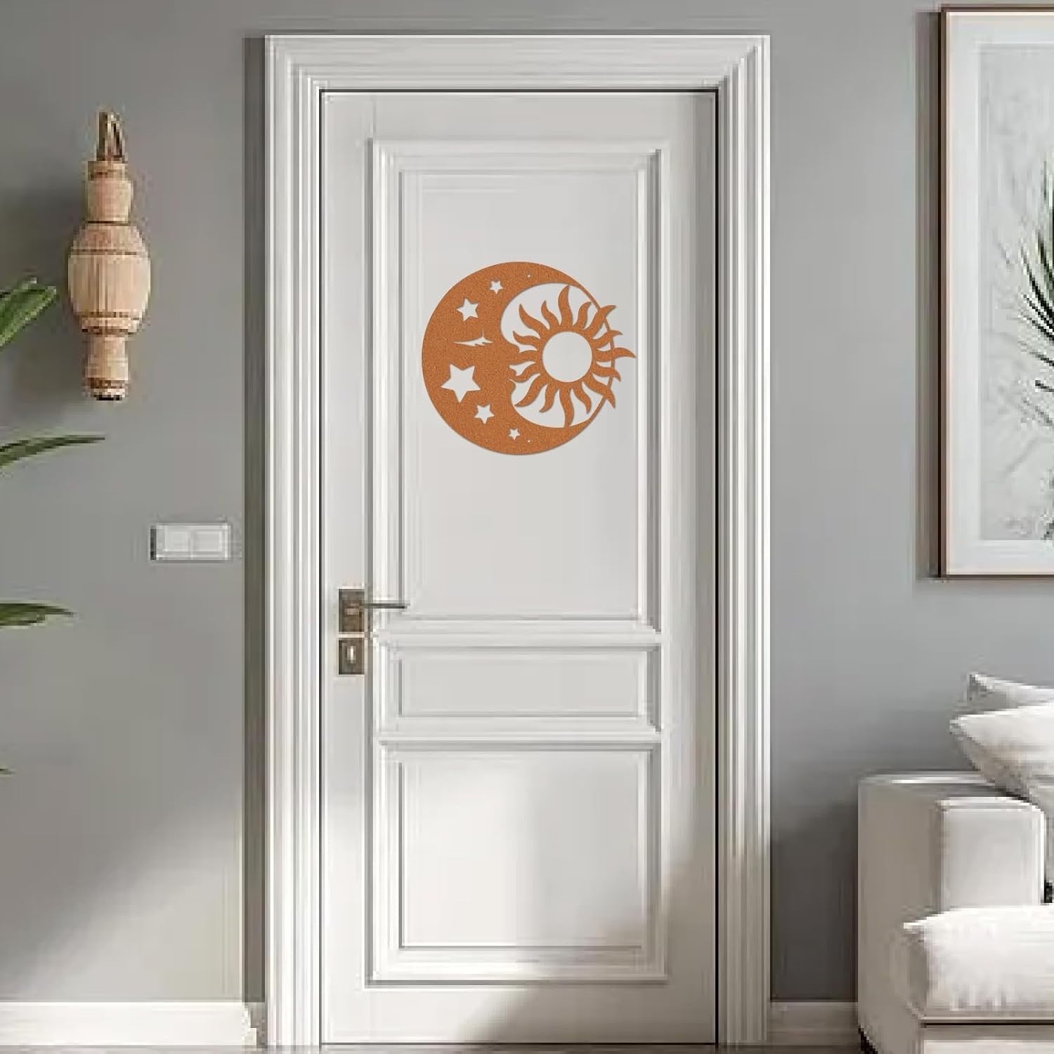 Sun Moon Stars Metal Wall Art Boho Celestial Home Decor