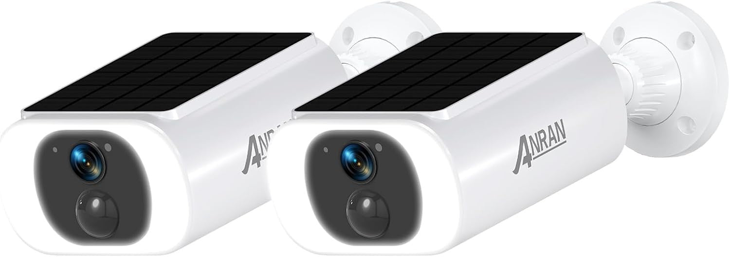 2 Pack 2K Solar Security Cameras Wireless Outdoor WiFi Night Vision