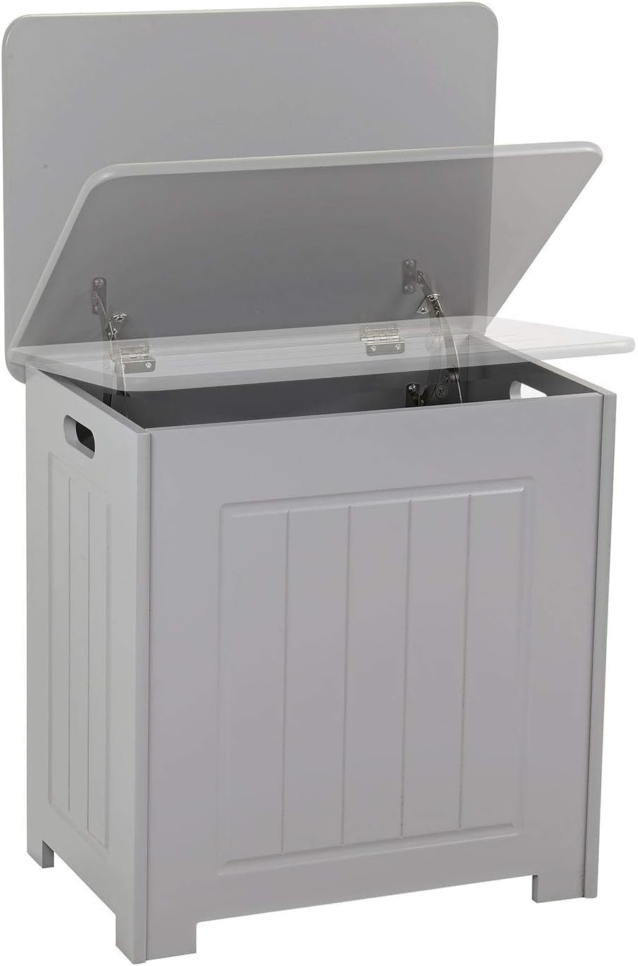 Bathroom Laundry Cabinet Chest Bin Grey Wooden Storage Hamper with Lid