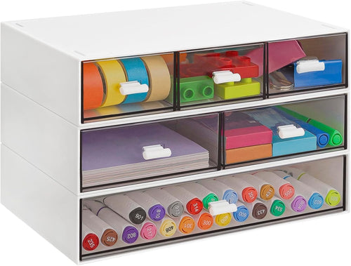 3 Tier Desk Organizer 6 Drawers Stackable Desktop Storage Box Office Home