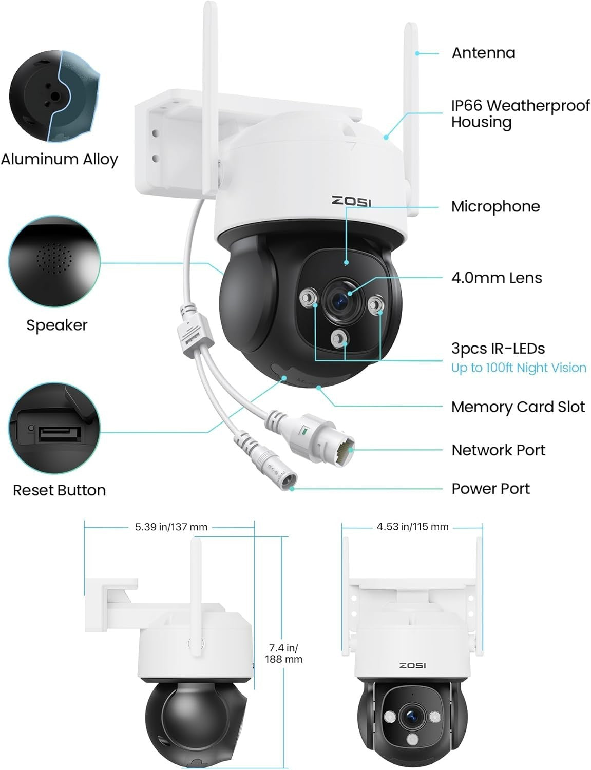 4K WiFi Security Camera PTZ 8MP Night Vision AI Detection CCTV