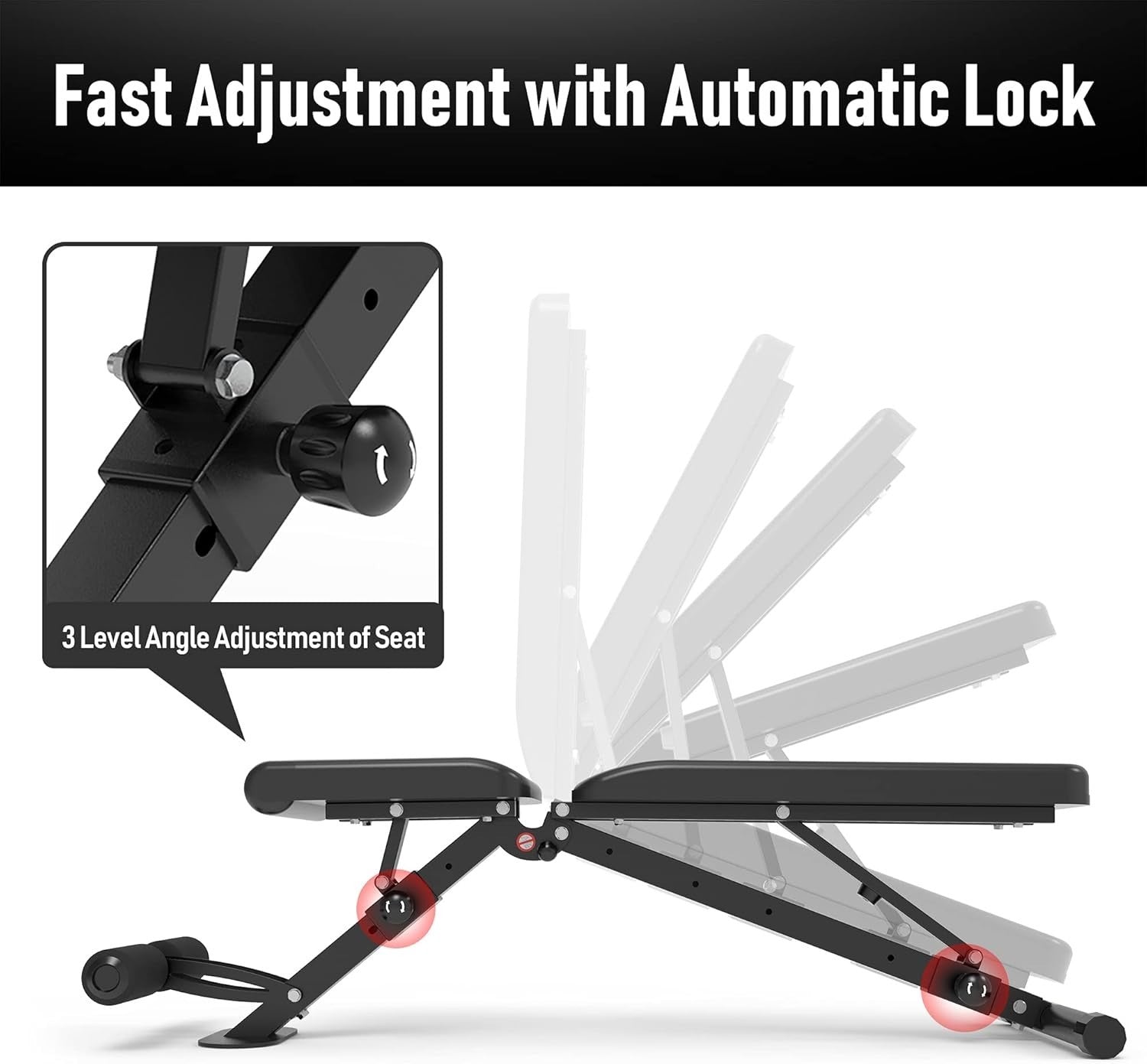 Auto-Lock Folding Workout Bench 660lb Multi-Angle Home Training