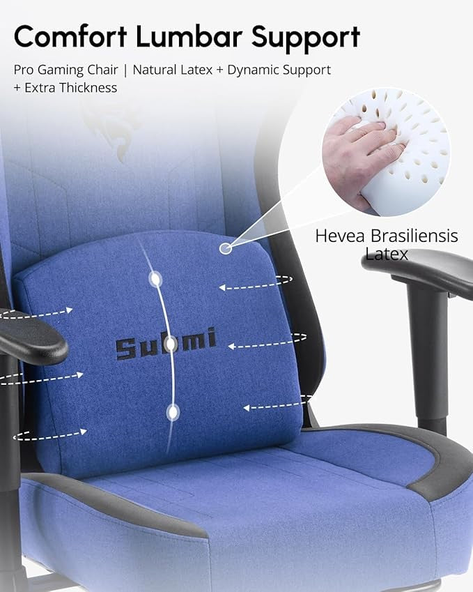 Ergonomic Blue Gaming Chair High Back Recliner with Footrest