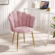 Velvet Vanity Chair Scallop Shell Back Gold Metal Legs Pink